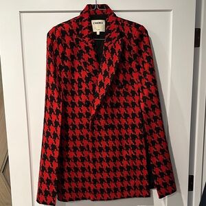 L'AGENCE Red and Black Houndstooth Cape